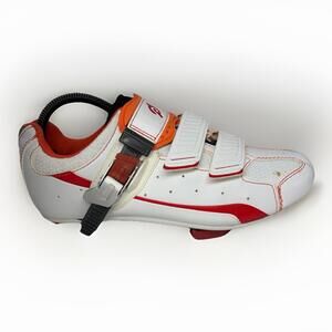 Peloton PL-SH-01 Cycling Shoes White Orange Size 39 Womens 8.5-9 Good Condition